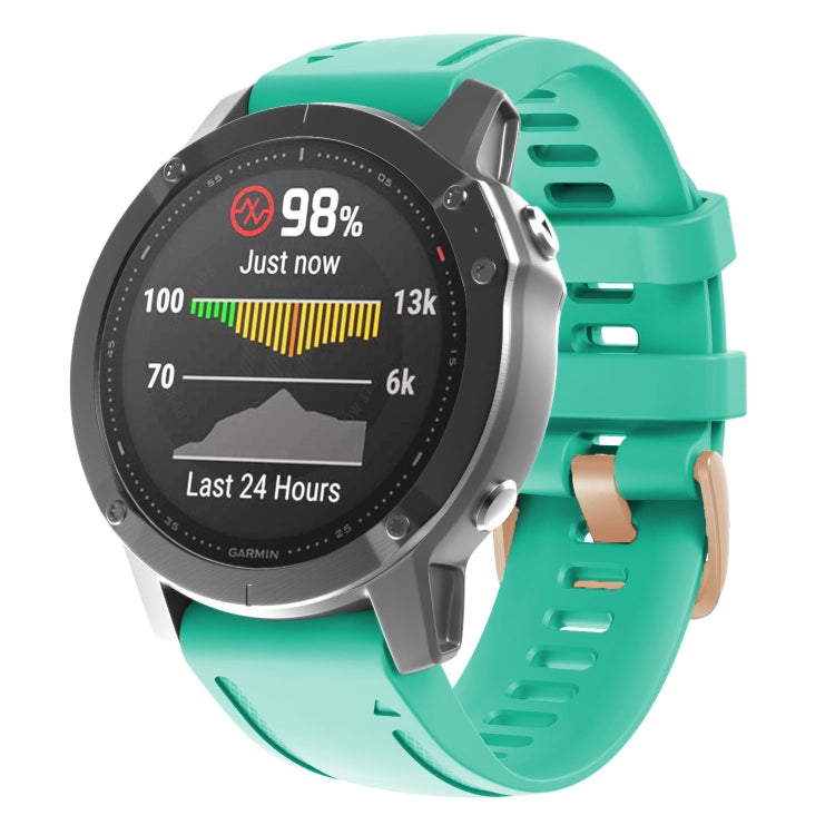 20mm Rose Gold Buckle Silicone Watch Band, For Garmin Fenix 7S / 6S Pro / 5S Plus - NMNYSX
