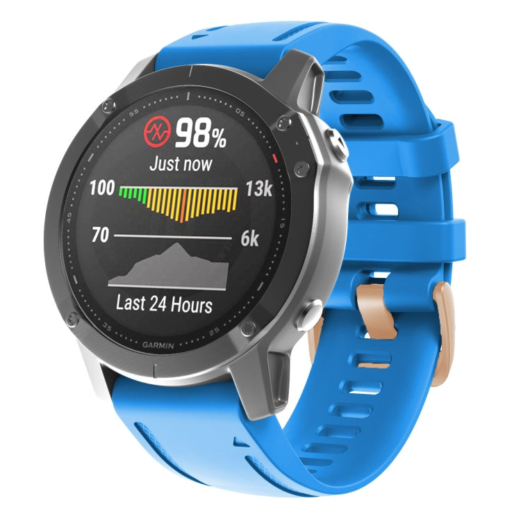 20mm Rose Gold Buckle Silicone Watch Band, For Garmin Fenix 7S / 6S Pro / 5S Plus - NMNYSX