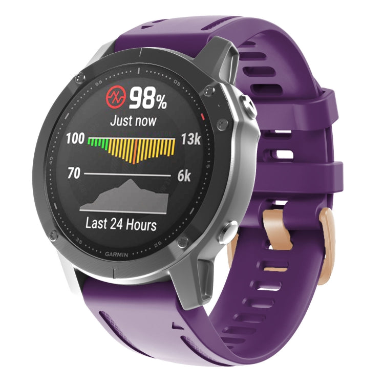 20mm Rose Gold Buckle Silicone Watch Band, For Garmin Fenix 7S / 6S Pro / 5S Plus - NMNYSX