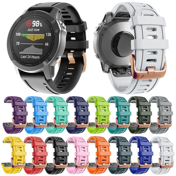 20mm Rose Gold Buckle Silicone Watch Band, For Garmin Fenix 7S / 6S Pro / 5S Plus - NMNYSX