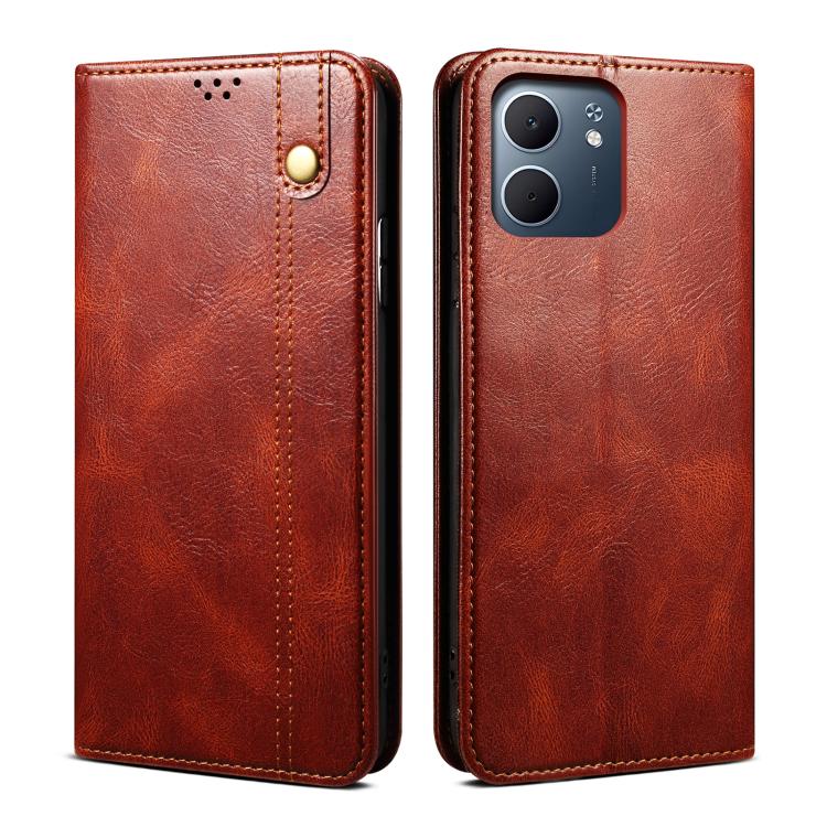 Oil Wax Crazy Horse Texture Leather Phone Case, For OPPO A5x 4G / 5...