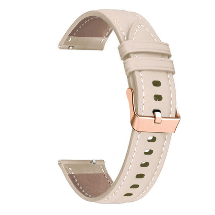 20mm Rose Gold Buckle Genuine Leather Watch Band, For Garmin Venu / SQ / SQ2 / Venu 2 Plus - NMNYSX