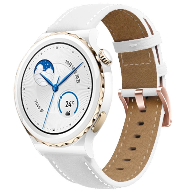 20mm Rose Gold Buckle Genuine Leather Watch Band, For Garmin Venu / SQ / SQ2 / Venu 2 Plus - NMNYSX