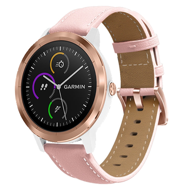 20mm Rose Gold Buckle Genuine Leather Watch Band, For Garmin Venu / SQ / SQ2 / Venu 2 Plus - NMNYSX