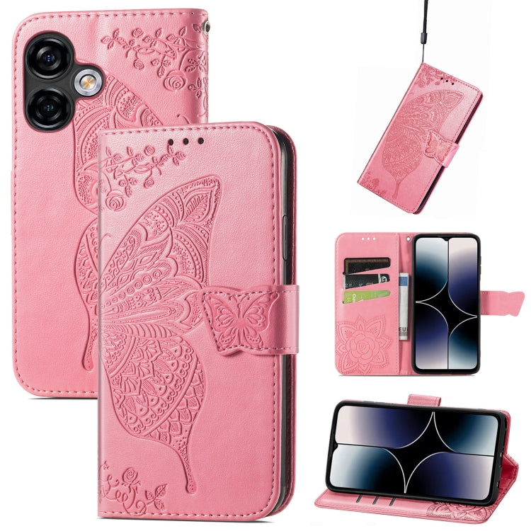 Butterfly Love Flower Embossed Leather Phone Case, For Ulefone Note 16 Pro - NMNYSX