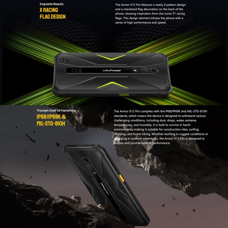 Ulefone Armor X12 Pro, IP68/IP69K Rugged Phone, 5.45 inch Android 13 MediaTek Helio G36 Octa Core, Network: 4G, NFC, 4GB+64GB - NMNYSX