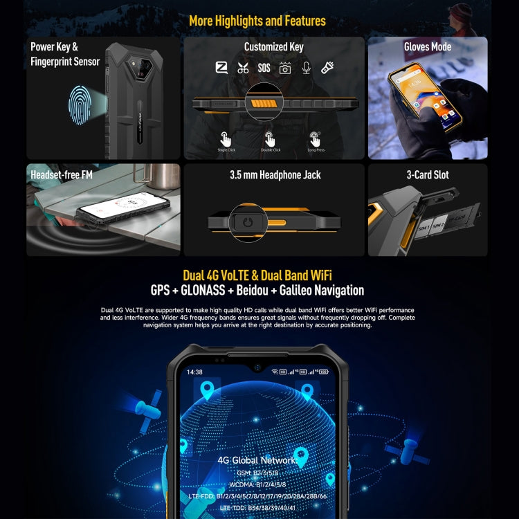 Ulefone Armor X13, IP68/IP69K Rugged Phone, 6.52 inch Android 13 MediaTek Helio G36 Octa Core, Network: 4G, NFC, OTG, 6GB+64GB - NMNYSX