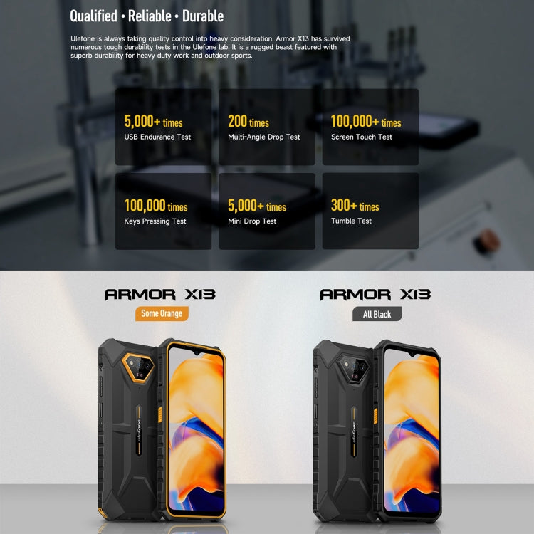 Ulefone Armor X13, IP68/IP69K Rugged Phone, 6.52 inch Android 13 MediaTek Helio G36 Octa Core, Network: 4G, NFC, OTG, 6GB+64GB - NMNYSX