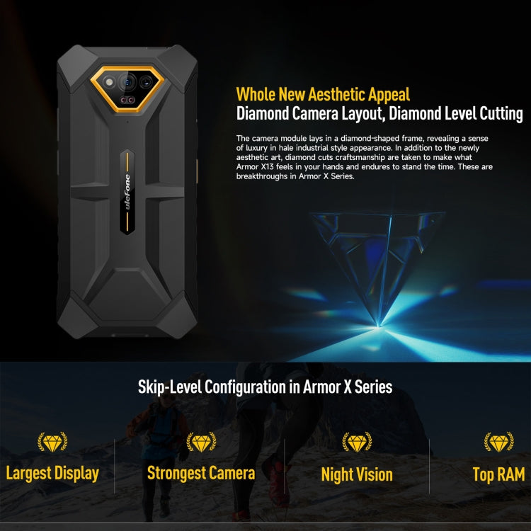 Ulefone Armor X13, IP68/IP69K Rugged Phone, 6.52 inch Android 13 MediaTek Helio G36 Octa Core, Network: 4G, NFC, OTG, 6GB+64GB - NMNYSX