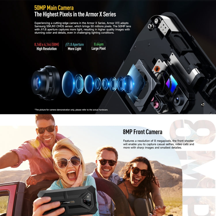 Ulefone Armor X13, IP68/IP69K Rugged Phone, 6.52 inch Android 13 MediaTek Helio G36 Octa Core, Network: 4G, NFC, OTG, 6GB+64GB - NMNYSX