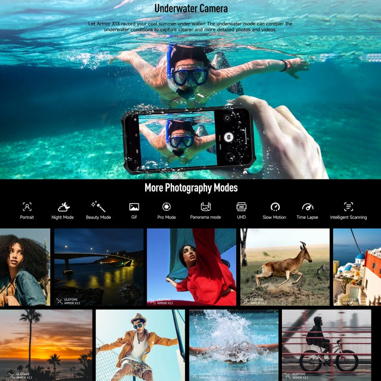 Ulefone Armor X13, IP68/IP69K Rugged Phone, 6.52 inch Android 13 MediaTek Helio G36 Octa Core, Network: 4G, NFC, OTG, 6GB+64GB - NMNYSX