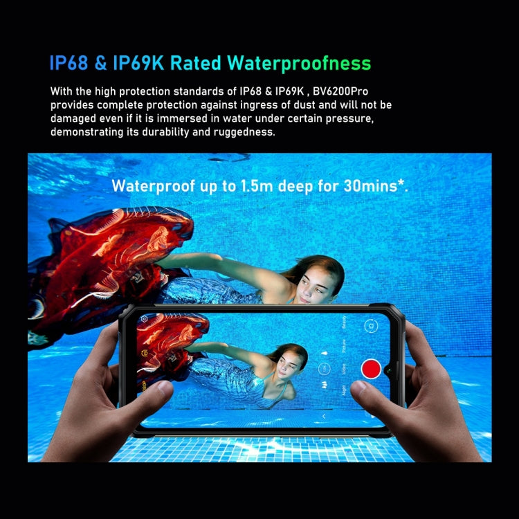 Blackview BV6200 Pro, IP68/IP69K/MIL-STD-810H, 6.56 inch Android 13 MediaTek Helio P35 Octa Core, Network: 4G, OTG, NFC, 6GB+128GB