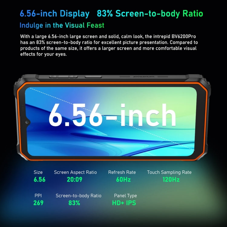 Blackview BV6200 Pro, IP68/IP69K/MIL-STD-810H, 6.56 inch Android 13 MediaTek Helio P35 Octa Core, Network: 4G, OTG, NFC, 6GB+128GB