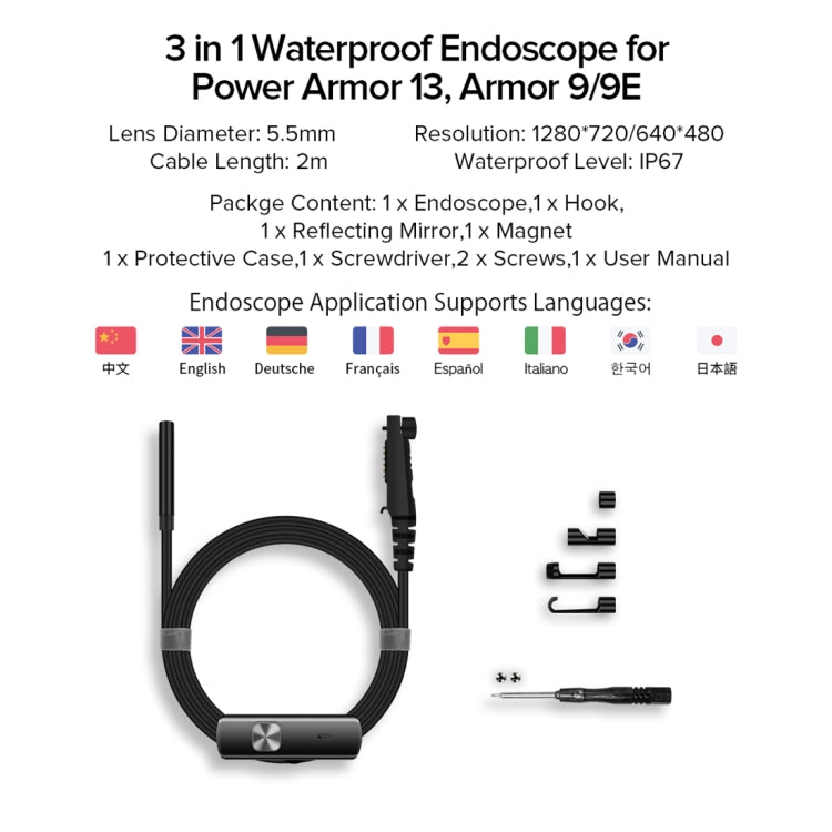 Ulefone 3 in 1 Waterproof Digital Endoscope E1