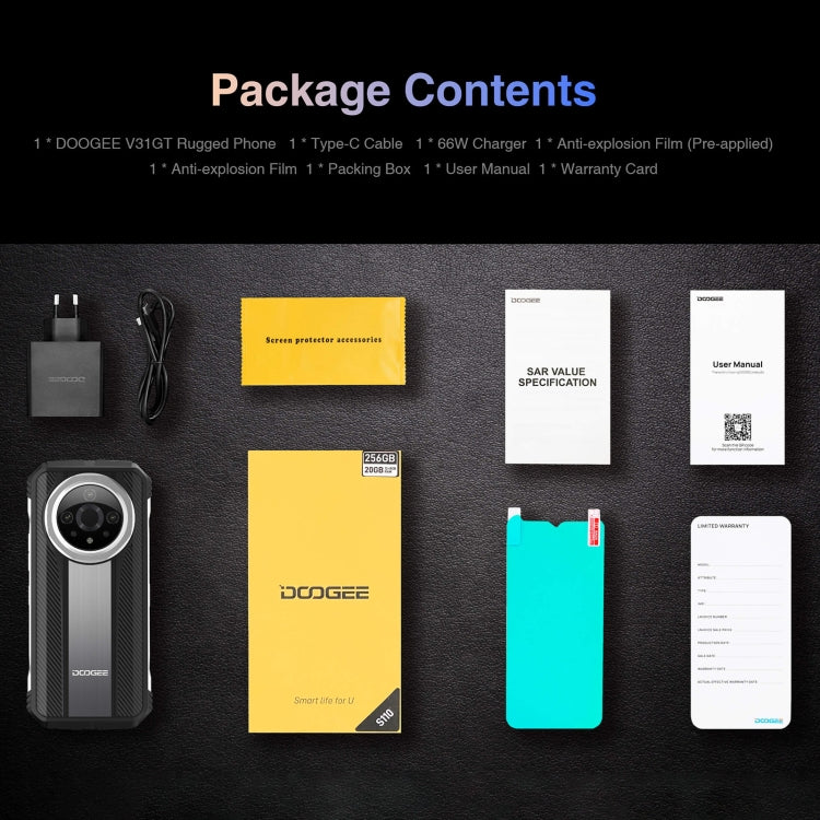 DOOGEE V31GT,  Thermal Imaging Camera, Side Fingerprint, 10800mAh Battery, 6.58 inch Android 13 Dimensity 1080 Octa Core, Network: 5G, OTG, NFC, Support Google Pay, 12GB+256GB - NMNYSX