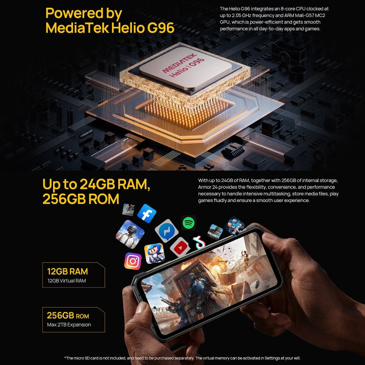 Ulefone Armor 24, Rugged Phone, Side Fingerprint, 22000mAh, 6.78 inch Android 13 MediaTek Helio G96 Octa Core, Network: 4G, NFC, Armor 24 - NMNYSX
