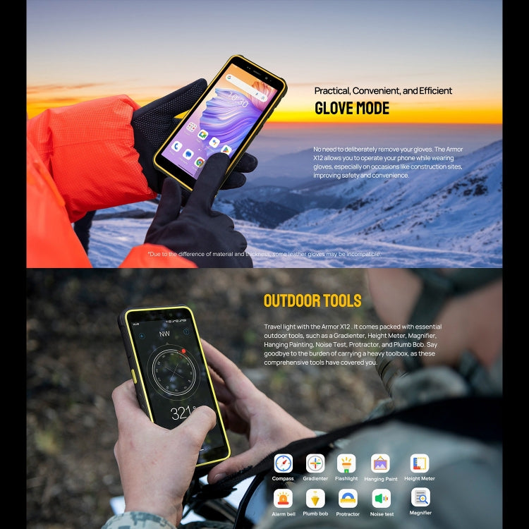 Ulefone Armor X12, Rugged Phone, Face Unlock, 5.45 inch Android 13 Go MediaTek Helio A22 Quad Core, Network: 4G, NFC, 3GB+32GB - NMNYSX