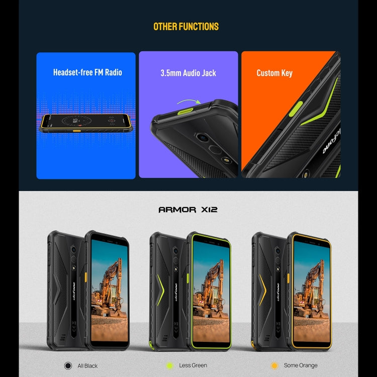 Ulefone Armor X12, Rugged Phone, Face Unlock, 5.45 inch Android 13 Go MediaTek Helio A22 Quad Core, Network: 4G, NFC, 3GB+32GB - NMNYSX