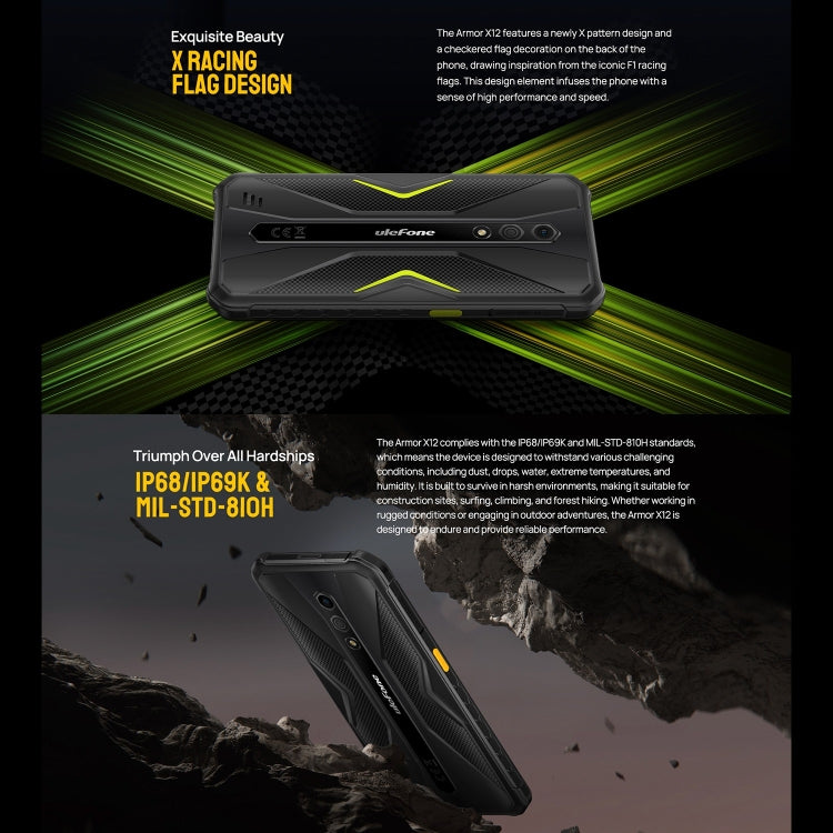 Ulefone Armor X12, Rugged Phone, Face Unlock, 5.45 inch Android 13 Go MediaTek Helio A22 Quad Core, Network: 4G, NFC, 3GB+32GB - NMNYSX