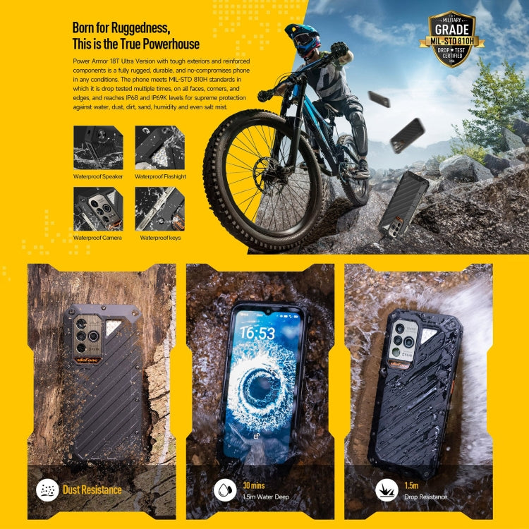 Ulefone Power Armor 18T Ultra Version 5G Thermal Imaging Rugged Phone, Side Fingerprint, 6.58 inch Android 13 MediaTek Dimensity 7050 Octa Core up to 2.6GHz, Network: 5G, NFC, OTG, Power Armor 18T Ultra Version - NMNYSX