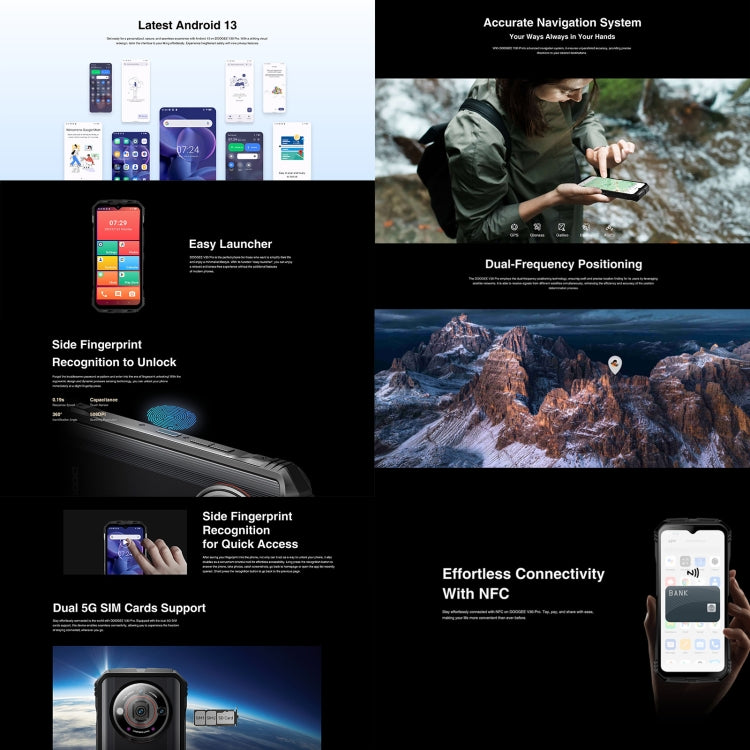 DOOGEE V30 Pro, 200MP Camera, Side Fingerprint, 10800mAh Battery, 6.58 inch Android 13 Dimensity 7050 Octa Core, Network: 5G, OTG, NFC, Support Google Pay, 12GB+512GB - NMNYSX