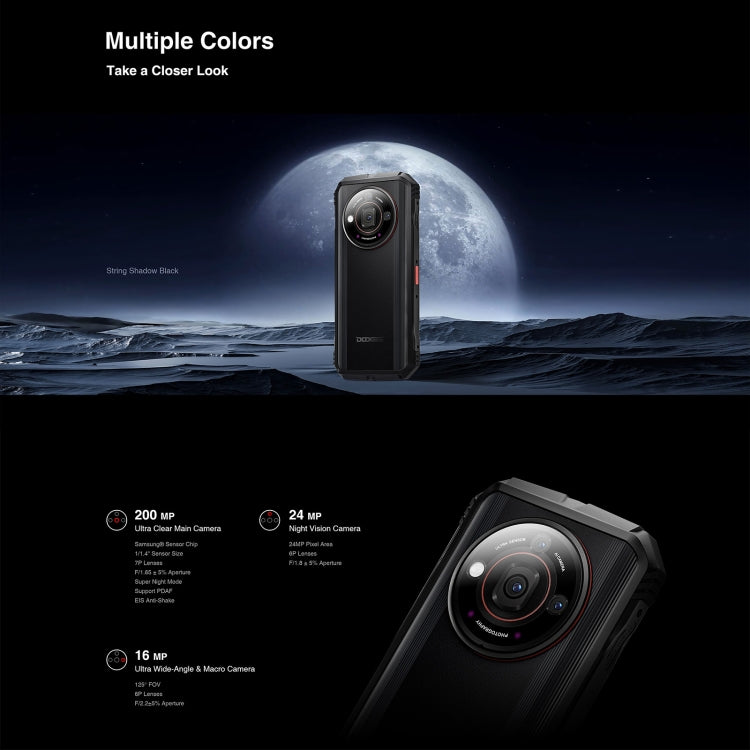 DOOGEE V30 Pro, 200MP Camera, Side Fingerprint, 10800mAh Battery, 6.58 inch Android 13 Dimensity 7050 Octa Core, Network: 5G, OTG, NFC, Support Google Pay, 12GB+512GB - NMNYSX
