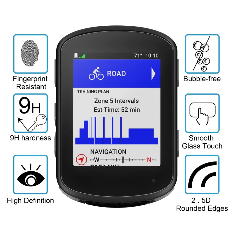 0.26mm 2.5D 9H Tempered Glass Film Screen Protector, For Garmin Edge 540 / 840