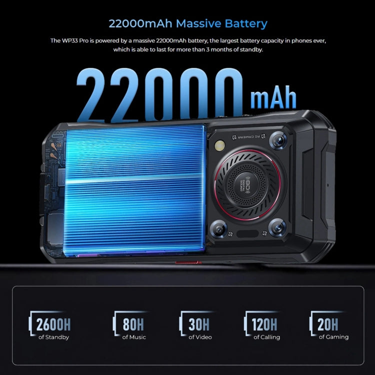 Oukitel WP33 Pro, IP68/IP69K, Fingerprint Identification, 22000mAh, 6.6 inch MediaTek Dimensity 6100+ Octa-core, NFC, OTG, Network: 5G, WP33 Pro 8GB+256GB - NMNYSX