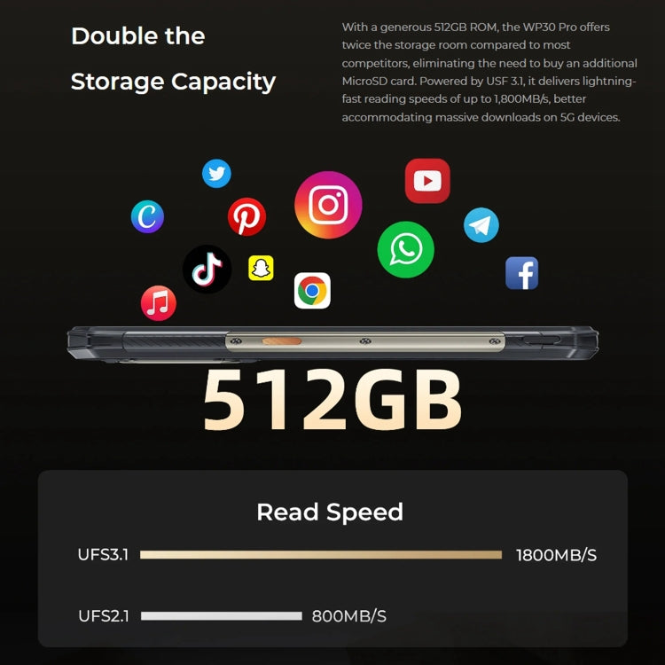 Oukitel WP30 Pro 5G, IP68/IP69K, 108MP Camera, 11000mAh, 6.78 inch + 1.8 inch MediaTek Dimensity 8050 Octa-core 3.0GHz, NFC, OTG, Network: 5G, WP30 Pro 5G 12GB+512GB - NMNYSX