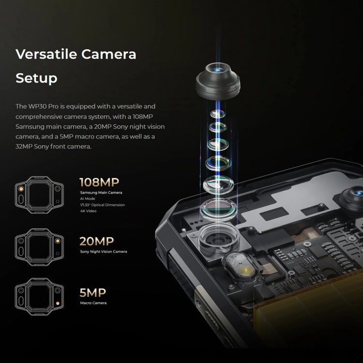 Oukitel WP30 Pro 5G, IP68/IP69K, 108MP Camera, 11000mAh, 6.78 inch + 1.8 inch MediaTek Dimensity 8050 Octa-core 3.0GHz, NFC, OTG, Network: 5G, WP30 Pro 5G 12GB+512GB - NMNYSX