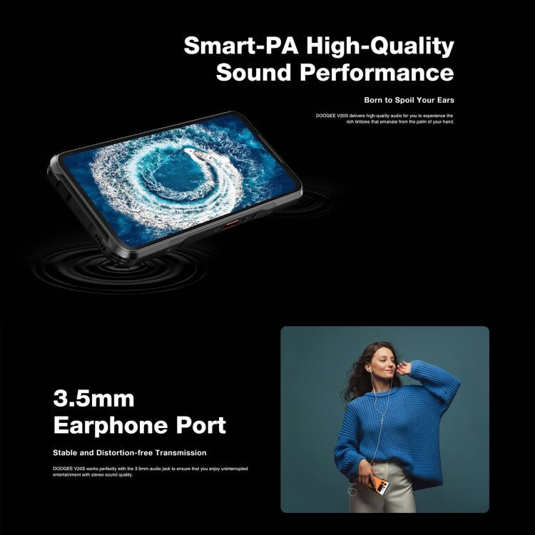 DOOGEE V20S, Side Fingerprint, 6.43 inch Android 13 Dimensity 6020 Octa Core 2.2GHz, Network: 5G, OTG, NFC, Support Google Pay, 12GB+256GB - NMNYSX