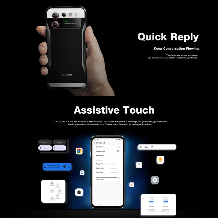 DOOGEE V20S, Side Fingerprint, 6.43 inch Android 13 Dimensity 6020 Octa Core 2.2GHz, Network: 5G, OTG, NFC, Support Google Pay, 12GB+256GB - NMNYSX