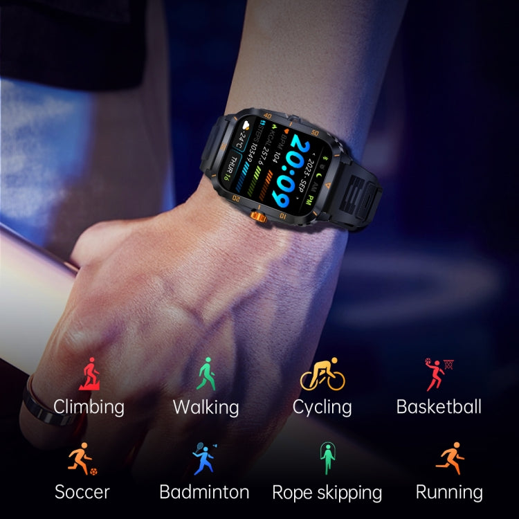 KT71 1.96 inch HD Square Screen Rugged Smart Watch Supports Bluetooth Calls/Sleep Monitoring/Blood Oxygen Monitoring - NMNYSX
