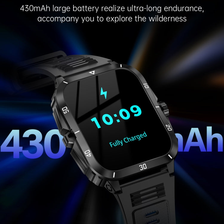 KT71 1.96 inch HD Square Screen Rugged Smart Watch Supports Bluetooth Calls/Sleep Monitoring/Blood Oxygen Monitoring - NMNYSX