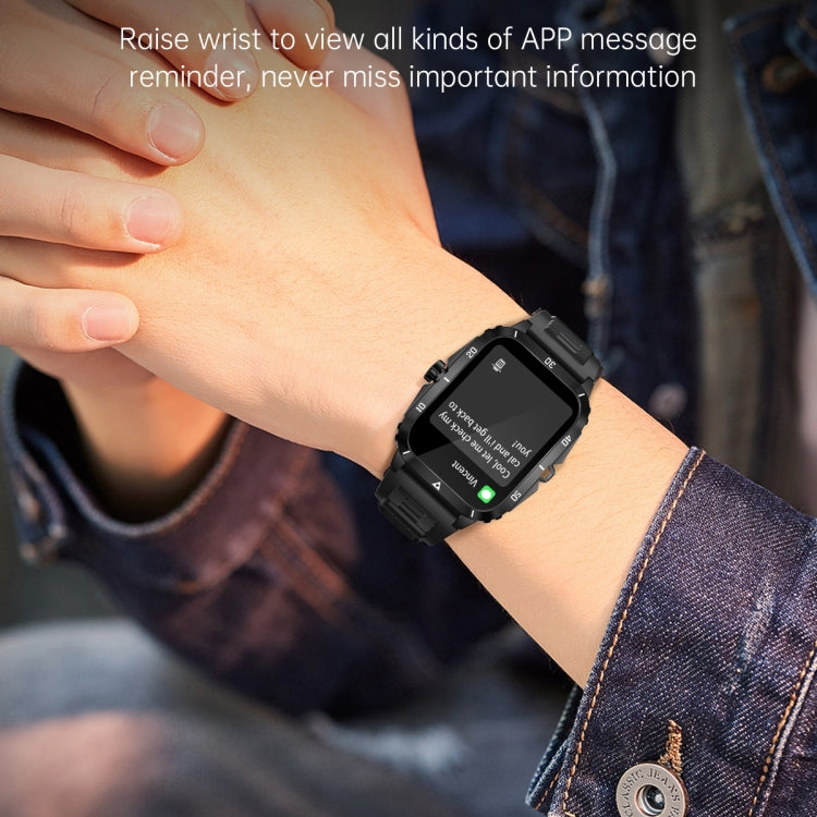 KT71 1.96 inch HD Square Screen Rugged Smart Watch Supports Bluetooth Calls/Sleep Monitoring/Blood Oxygen Monitoring - NMNYSX
