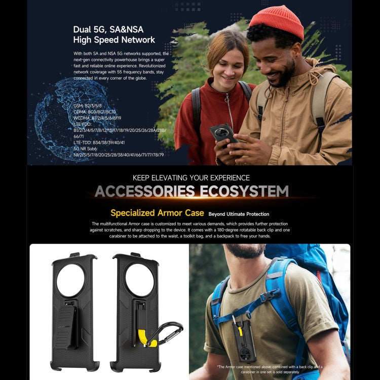 Ulefone Armor 23 Ultra Rugged Phone, 6.78 inch Android 13 MediaTek Dimensity 8020 Octa Core up to 2.6GHz, Network: 5G, NFC, OTG, Satellite Messaging, 12GB+512GB - NMNYSX