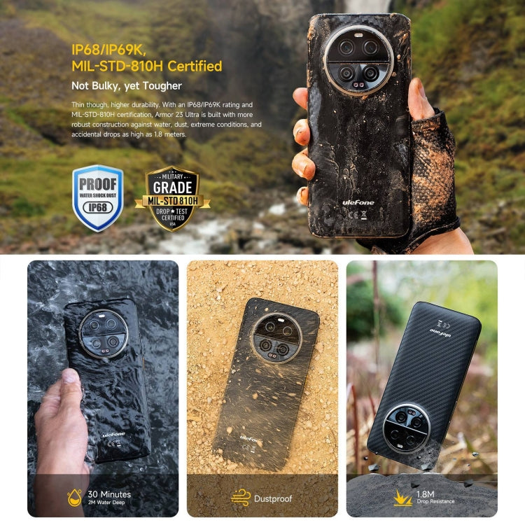 Ulefone Armor 23 Ultra Rugged Phone, 6.78 inch Android 13 MediaTek Dimensity 8020 Octa Core up to 2.6GHz, Network: 5G, NFC, OTG, Satellite Messaging, 12GB+512GB - NMNYSX