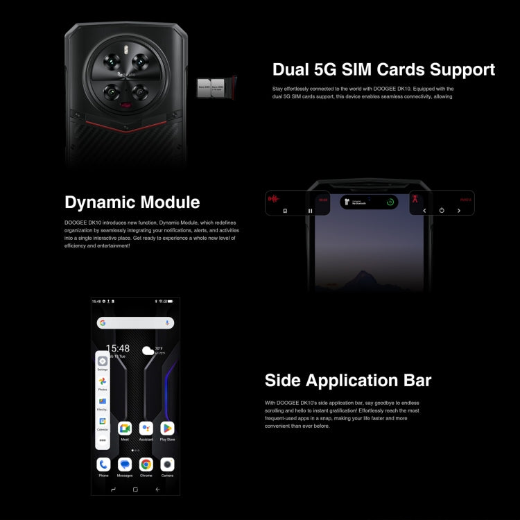 DOOGEE DK10 5G, Quad Cameras, Side Fingerprint, 6.67 inch Android 13 Dimensity 8020 Octa Core 2.6GHz, Network: 5G, OTG, NFC, Support Google Pay, 12GB+512GB - NMNYSX