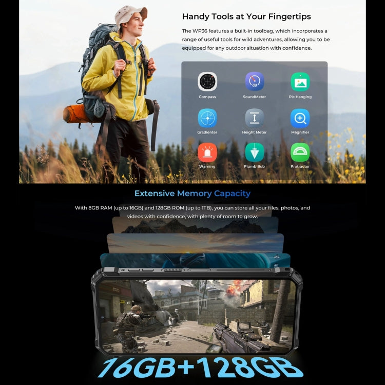 Oukitel WP36, IP68/IP69K, Fingerprint Identification, 10600mAh, 6.52 inch MediaTek MT8788 Octa Core, NFC, OTG, Network: 4G, WP36, 8GB+128GB - NMNYSX