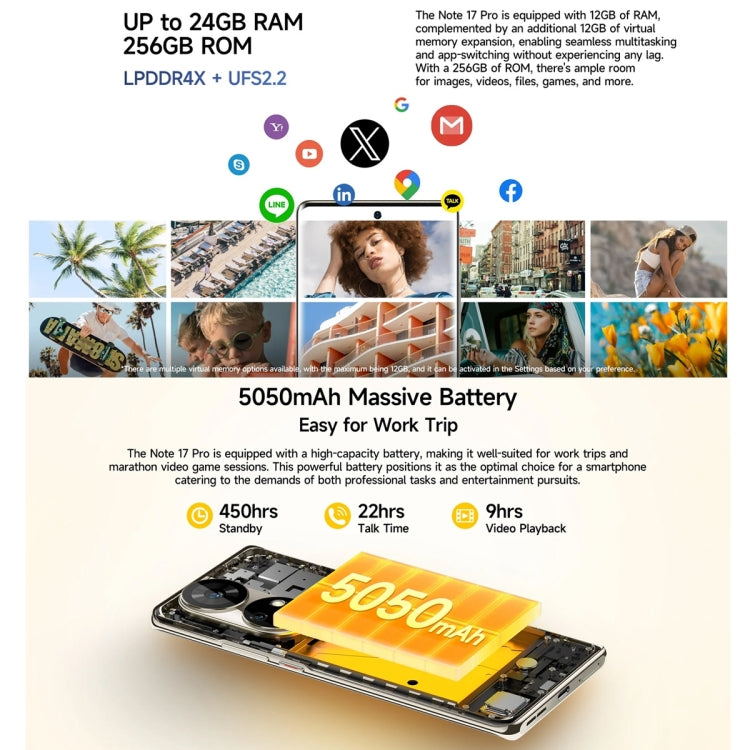 Ulefone Note 17 Pro, Screen Fingerprint, 6.78 inch Android 13 MediaTek Helio G99 MTK6789 Octa Core, NFC, Network: 4G, 12GB+256GB - NMNYSX