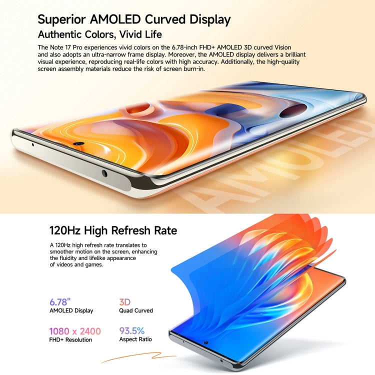 Ulefone Note 17 Pro, Screen Fingerprint, 6.78 inch Android 13 MediaTek Helio G99 MTK6789 Octa Core, NFC, Network: 4G, 12GB+256GB - NMNYSX