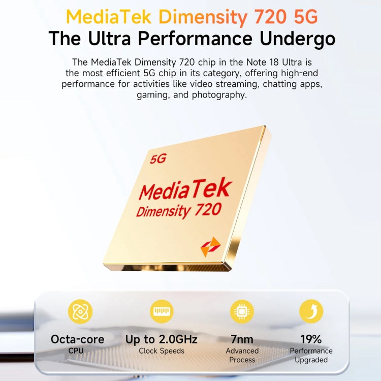 Ulefone Note 18 Ultra, Side Fingerprint, 6.78 inch Android 13 MediaTek Dimensity 720 5G MT6853 Octa Core 2.0GHz, NFC, Network: 5G, 6GB+256GB - NMNYSX
