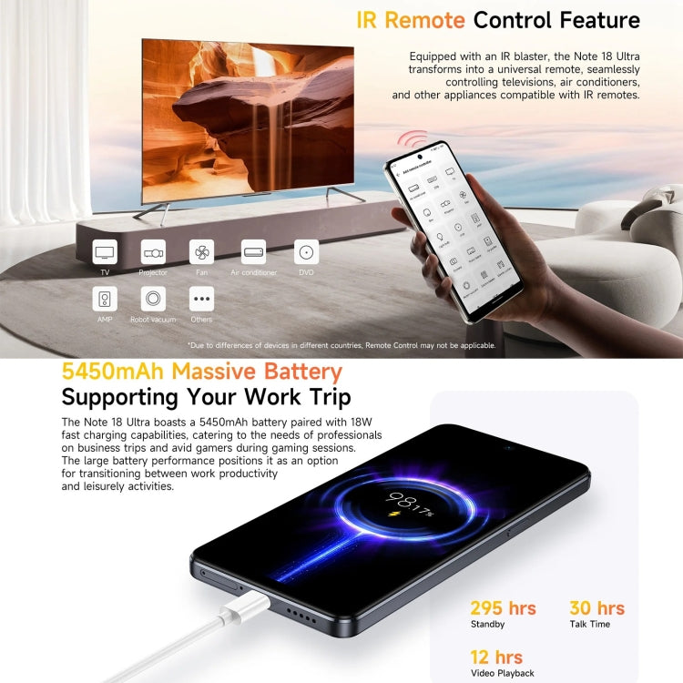 Ulefone Note 18 Ultra, Side Fingerprint, 6.78 inch Android 13 MediaTek Dimensity 720 5G MT6853 Octa Core 2.0GHz, NFC, Network: 5G, 6GB+256GB - NMNYSX