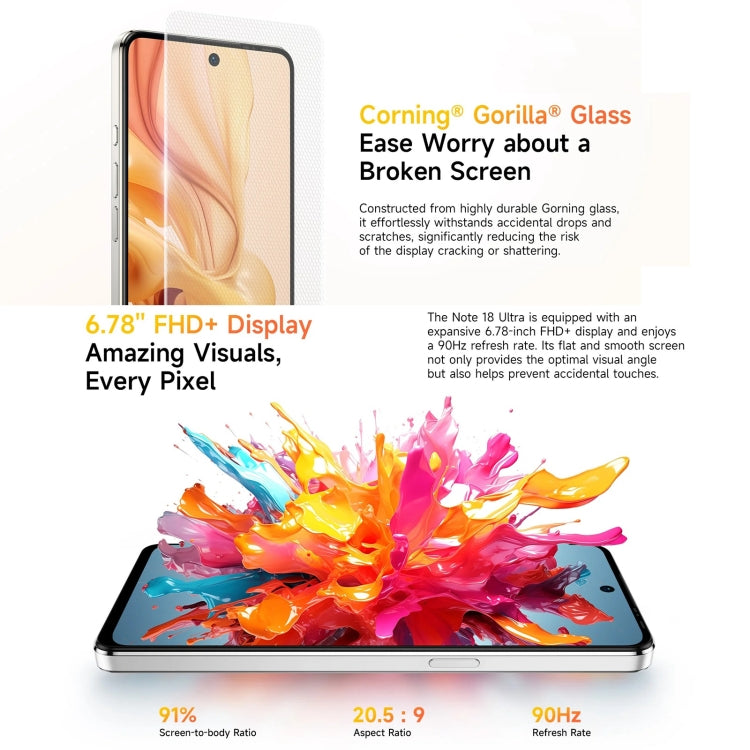 Ulefone Note 18 Ultra, Side Fingerprint, 6.78 inch Android 13 MediaTek Dimensity 720 5G MT6853 Octa Core 2.0GHz, NFC, Network: 5G, 6GB+256GB - NMNYSX