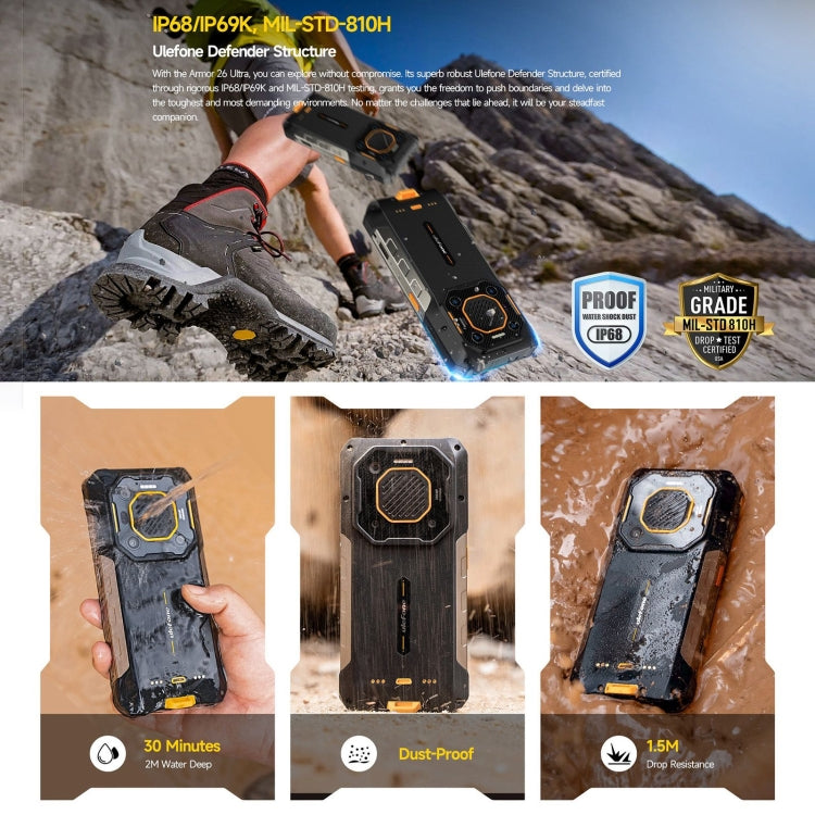 Ulefone Armor 26 Ultra Rugged Phone, 6.78 inch Android 13 MediaTek Dimensity 8020 Octa Core, Network: 5G, NFC, 12GB+512GB - NMNYSX
