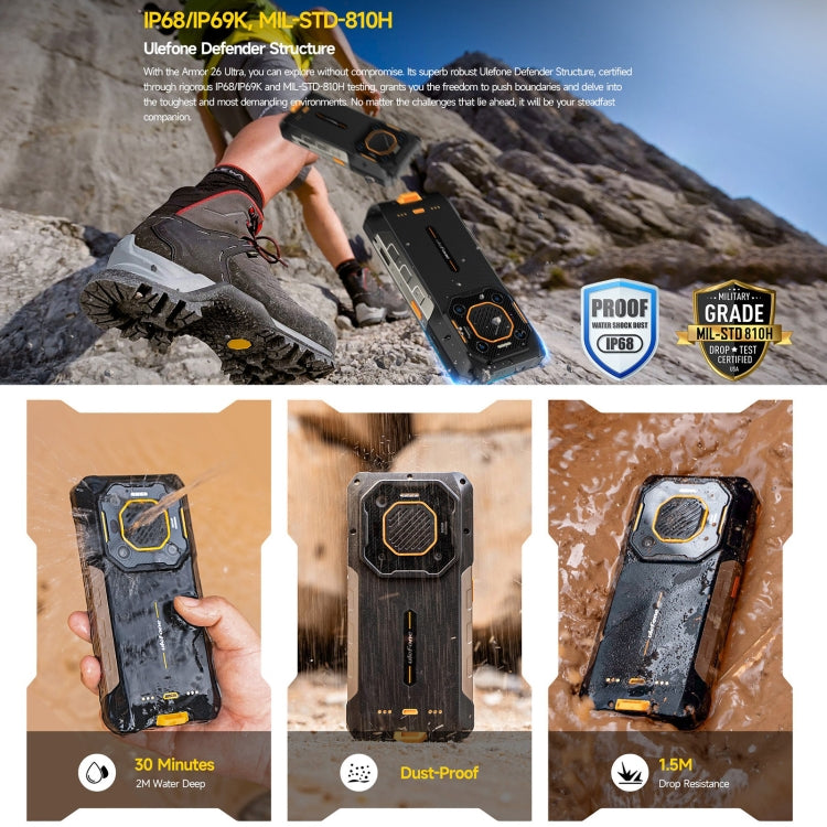 Ulefone Armor 26 Ultra Walkie-Talkie Version Rugged Phone, 6.78 inch Android 13 MediaTek Dimensity 8020 Octa Core, Network: 5G, NFC, 12GB+512GB Walkie-Talkie Version - NMNYSX