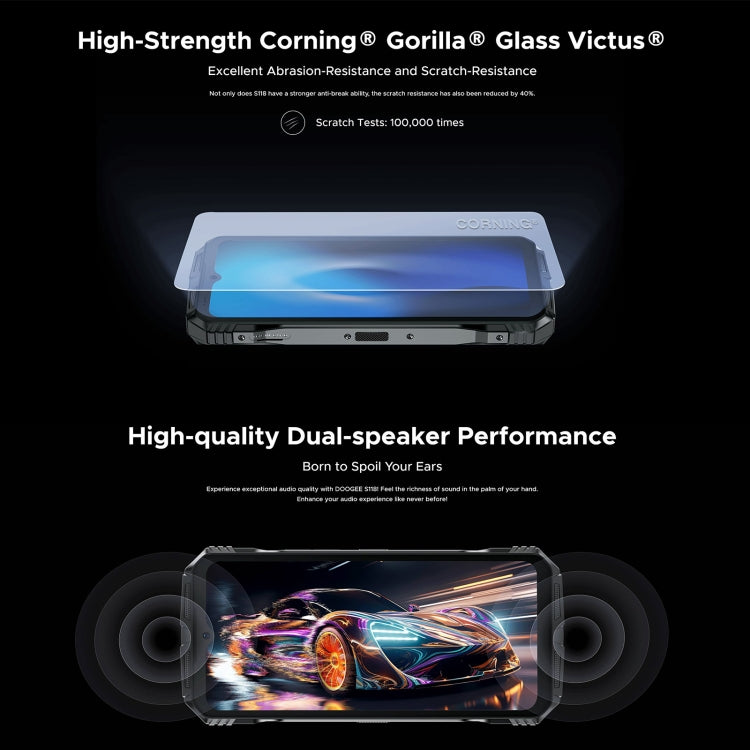 DOOGEE S118 Rugged Phone, 6.58 inch Android 14 MediaTek Helio G99 Octa Core, Network: 4G, OTG, NFC, 8GB+512GB - NMNYSX