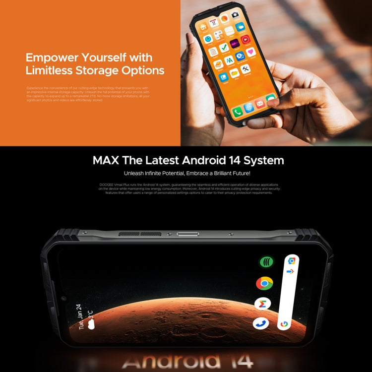 DOOGEE Vmax Plus 5G Rugged Phone, 6.58 inch Android 14 MediaTek Dimensity 7050 Octa Core, Network: 5G, OTG, NFC, 16GB+512GB - NMNYSX