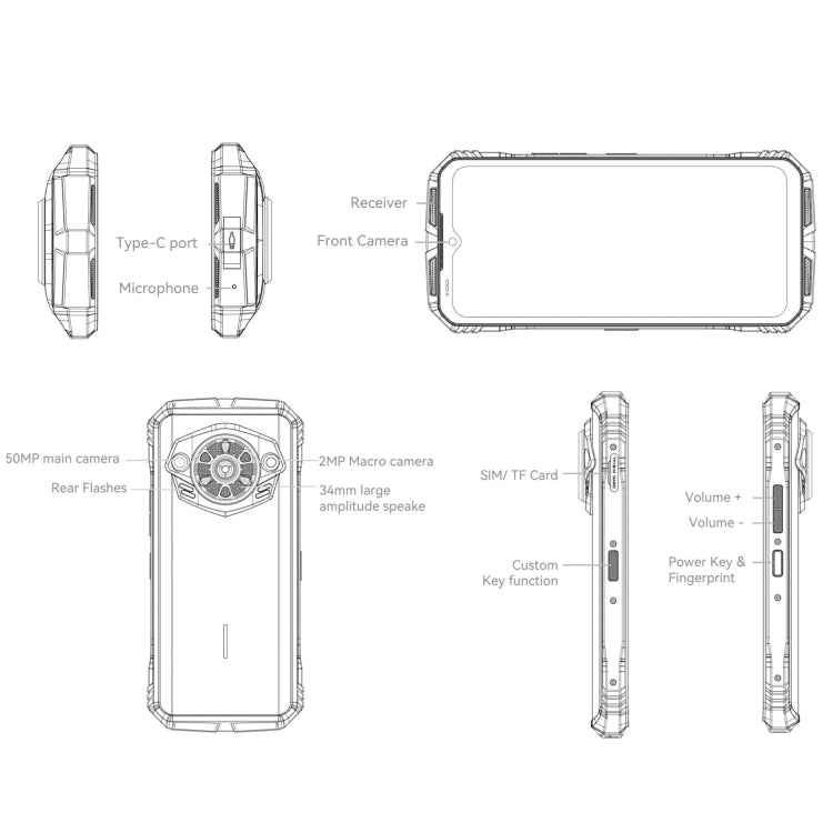DOOGEE S PUNK Rugged Phone, 6.58 inch Android 14 Spreadtrum T606 Octa Core, Network: 4G, OTG, NFC, 6GB+256GB - NMNYSX