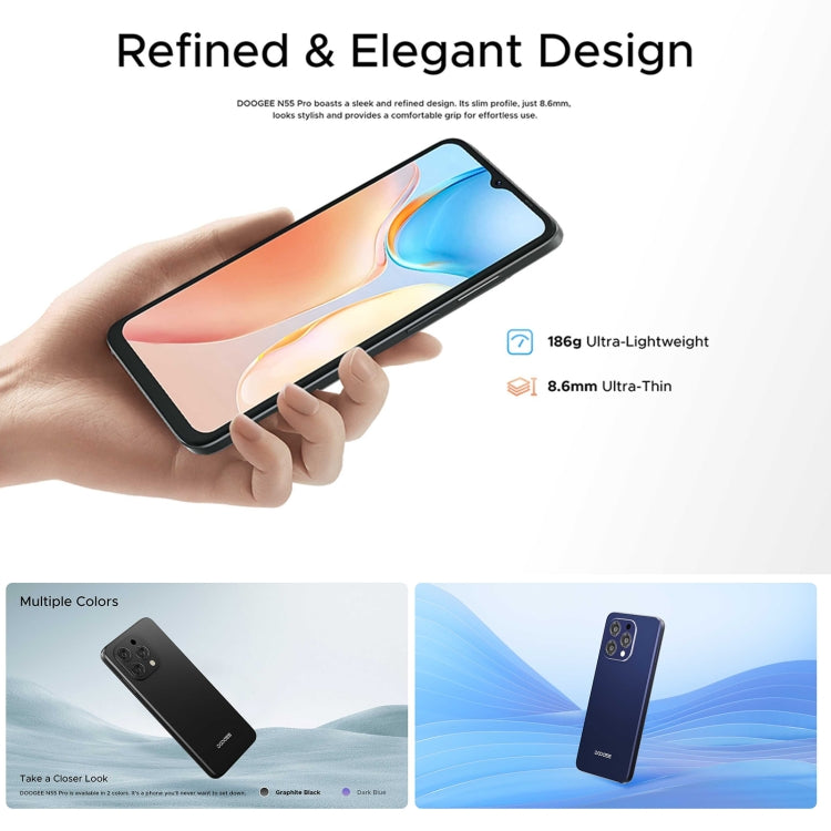 DOOGEE N55 Pro, 6.56 inch Android 14 Spreadtrum T606 Octa Core, Network: 4G, 6GB+256GB - NMNYSX